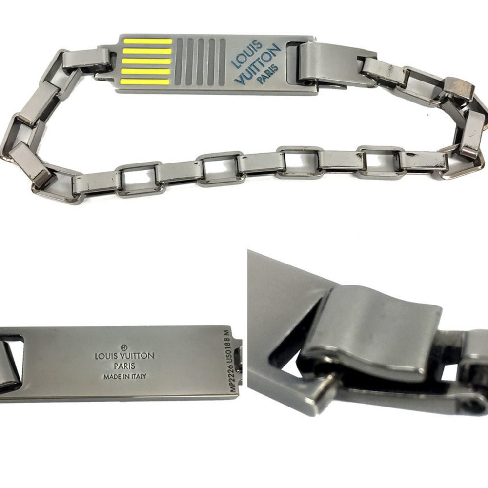 LOUIS VUITTON Damier Colors Bracelet MP2226 Metallic Silver Color Men's Accessor - Picture 3 of 3